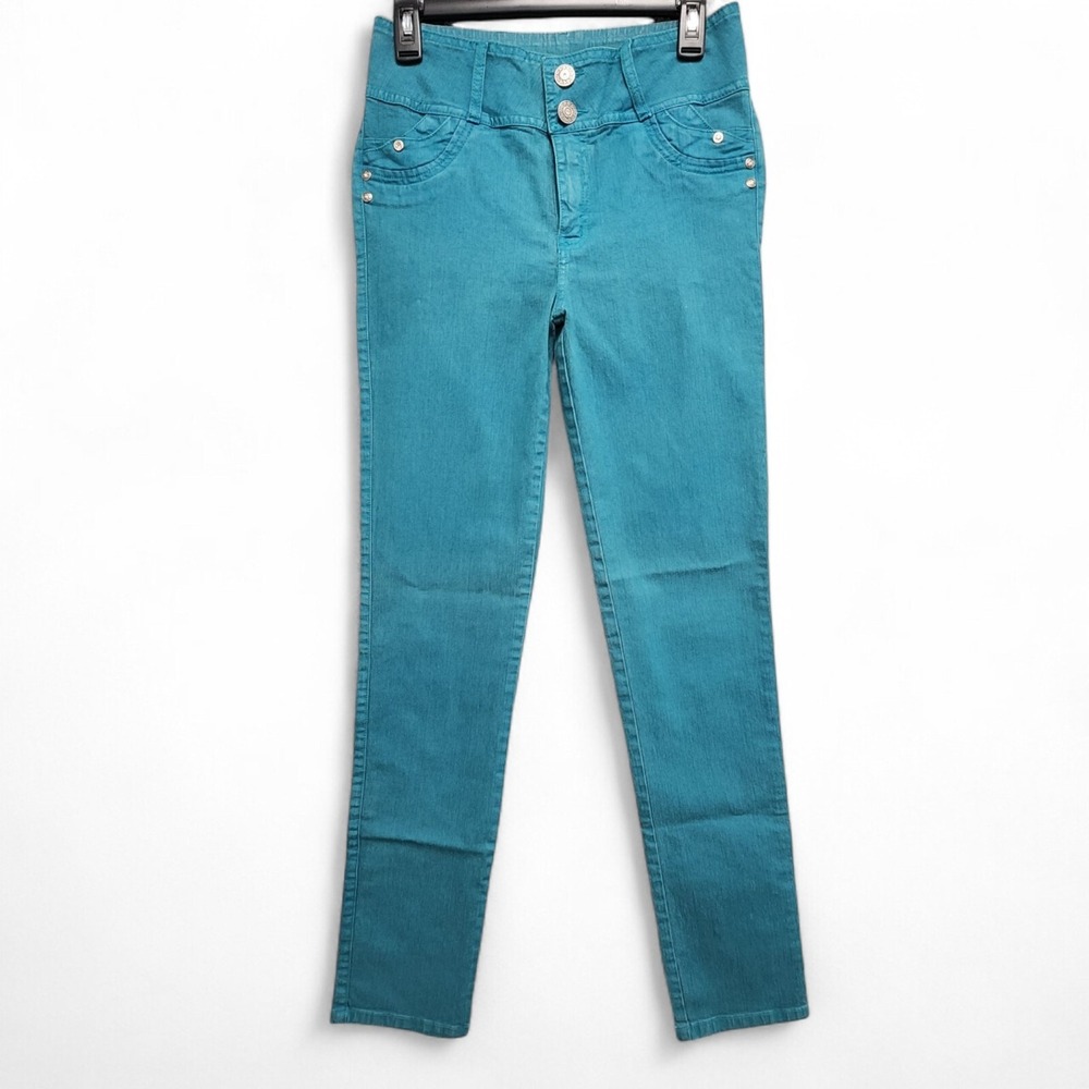 Equilibrium Jeans Skinny Curvy Pants Womens 14/US 9 (28x32) Teal Blue NEW w/ Tag